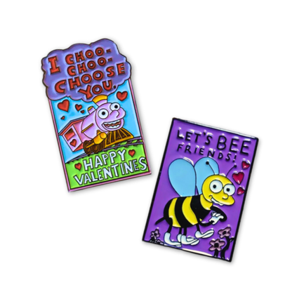 Ralph & Lisa Valentine's Card Enamel Pin Pair