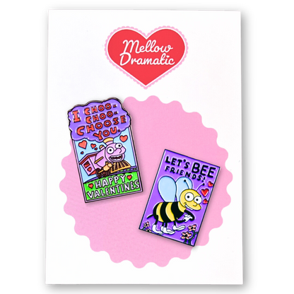 Ralph & Lisa Valentine's Card Enamel Pin Pair